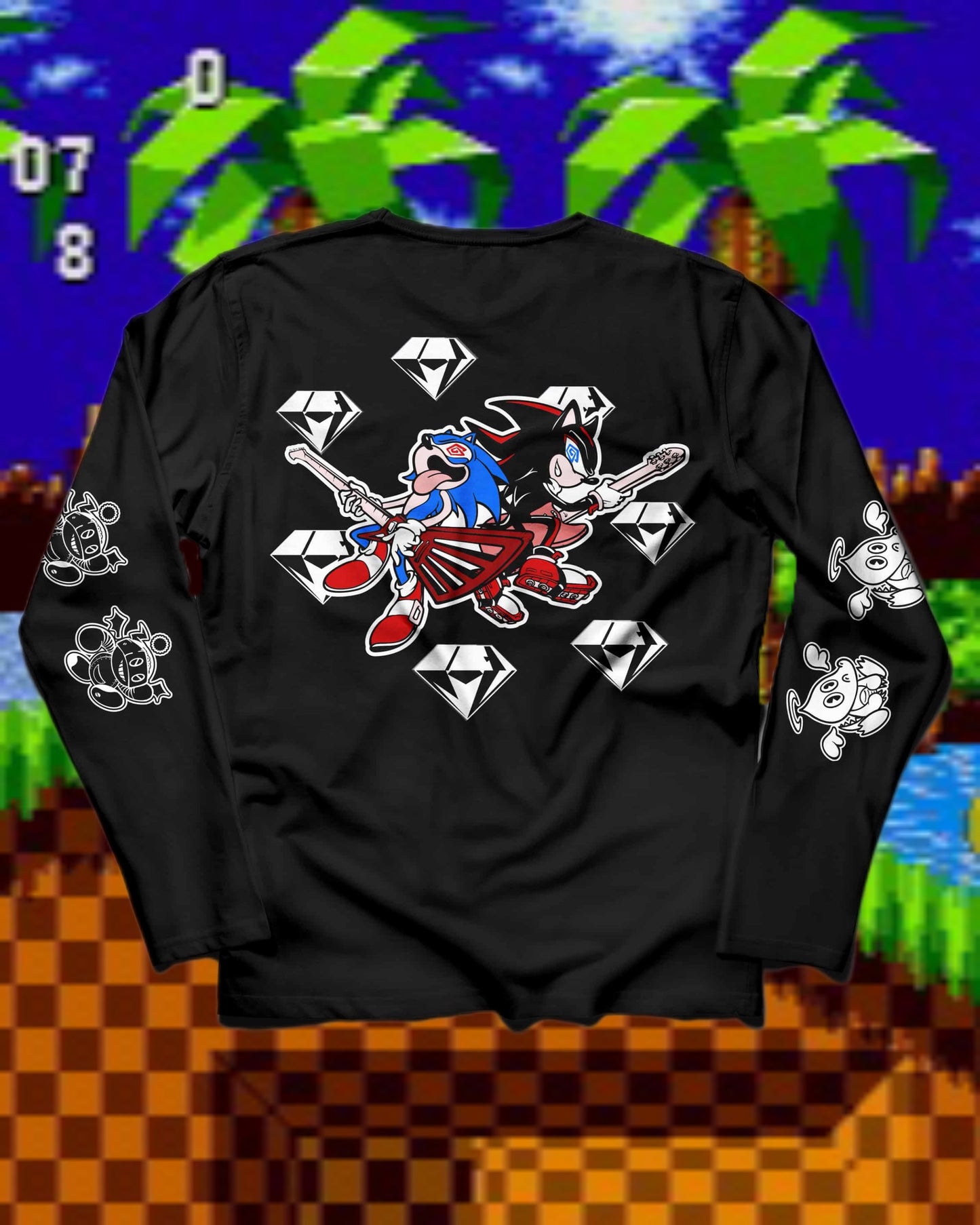 [PREORDER] SONICxSHADOWxCHAO LONGSLEEVE SHIRT <BenBacon x IglooBudsTiedye Collab> | SHIPS SEPTEMBER 15, 2025